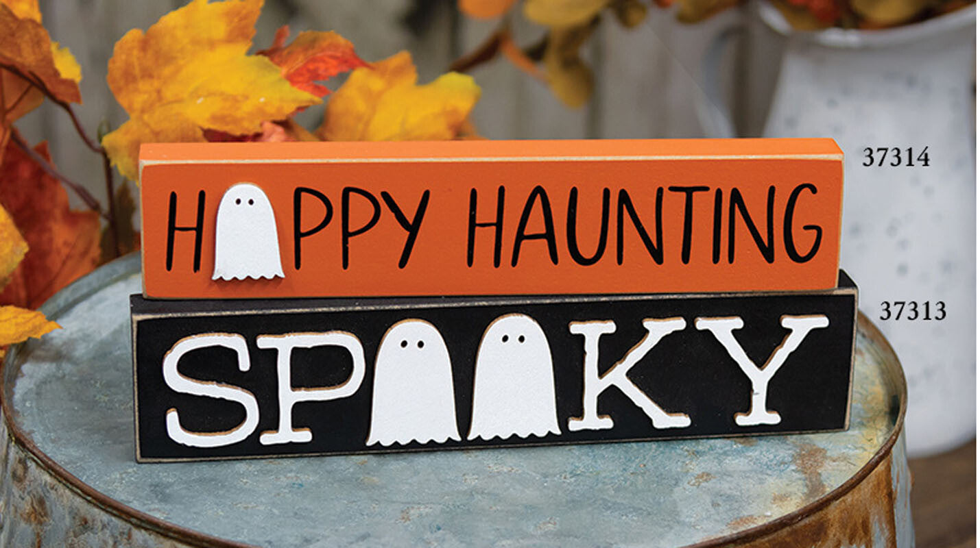 CWI Halloween Decor - Happy Haunting Spooky Ghost Signs 2pc