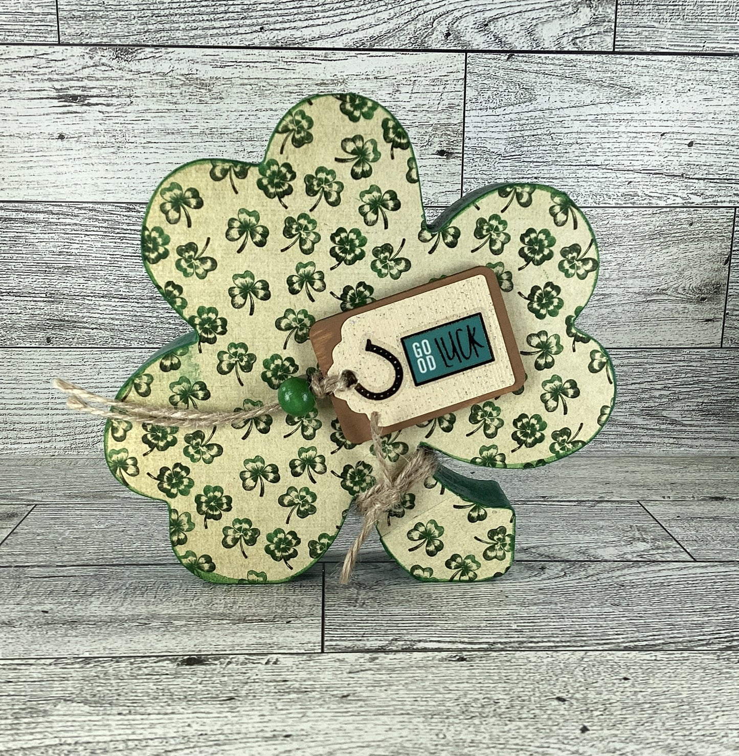 AGD Saint Patrick Decor - Chunky Wood Shamrock Sitter 3pc Set