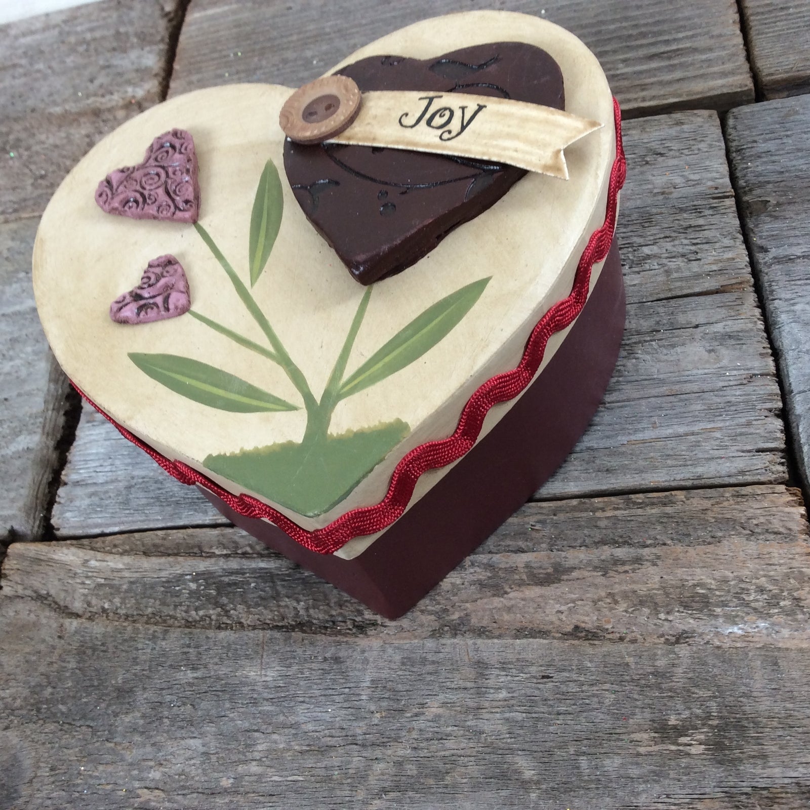 AGD Valentines Decor - Wood Stain Heart Ornaments 12pc Set