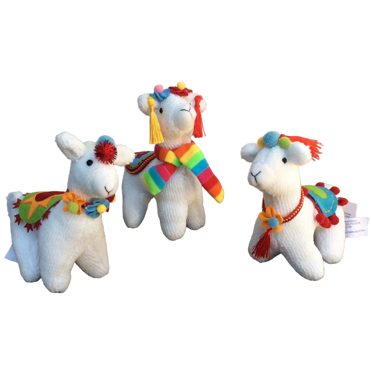 Gerson Christmas Decor - Plush Stuffed Llama Figurines 3pc Set