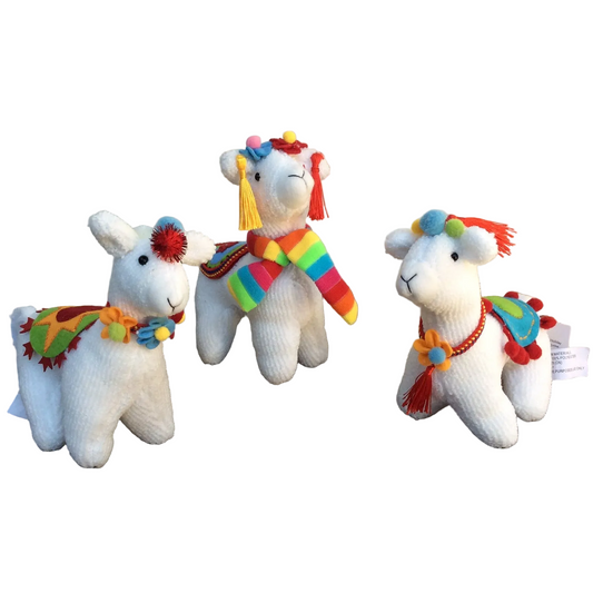 Gerson Christmas Decor - Plush Stuffed Llama Figurines 3pc Set