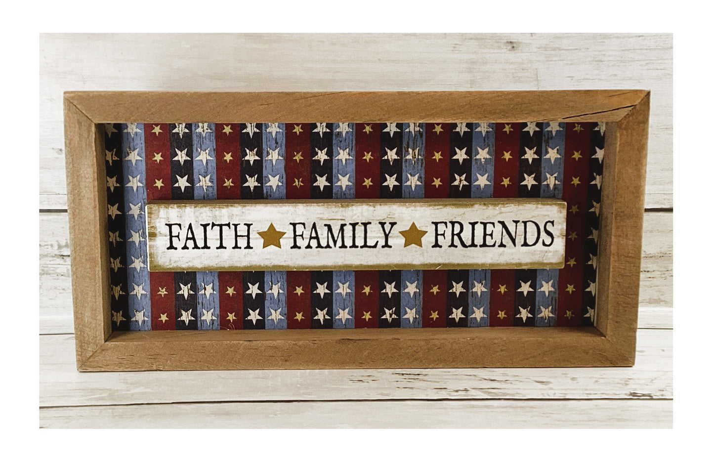 AGD Patriotic Decor - July 4th Faith Family Friends Inset Box Sign