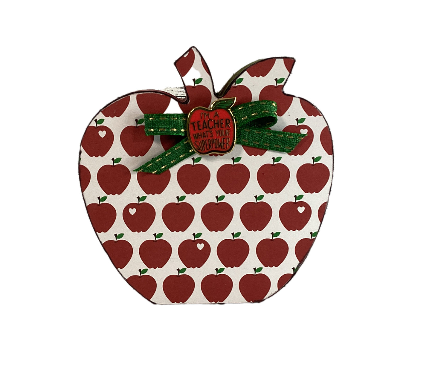 AGD Teacher Gift Decor - Apple Alphabet  Super Power Chunky Wood Apple Sitter