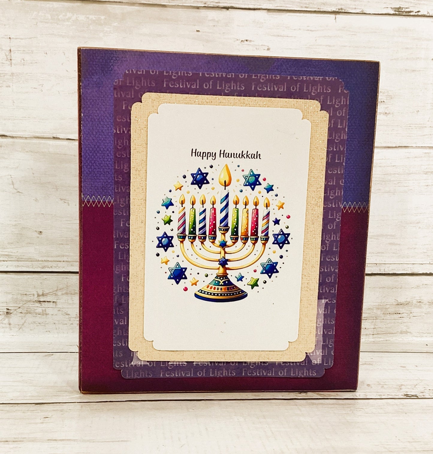 AGD Jewish Decor - Menorah Hanukkah Star of David Shalom Block Sign
