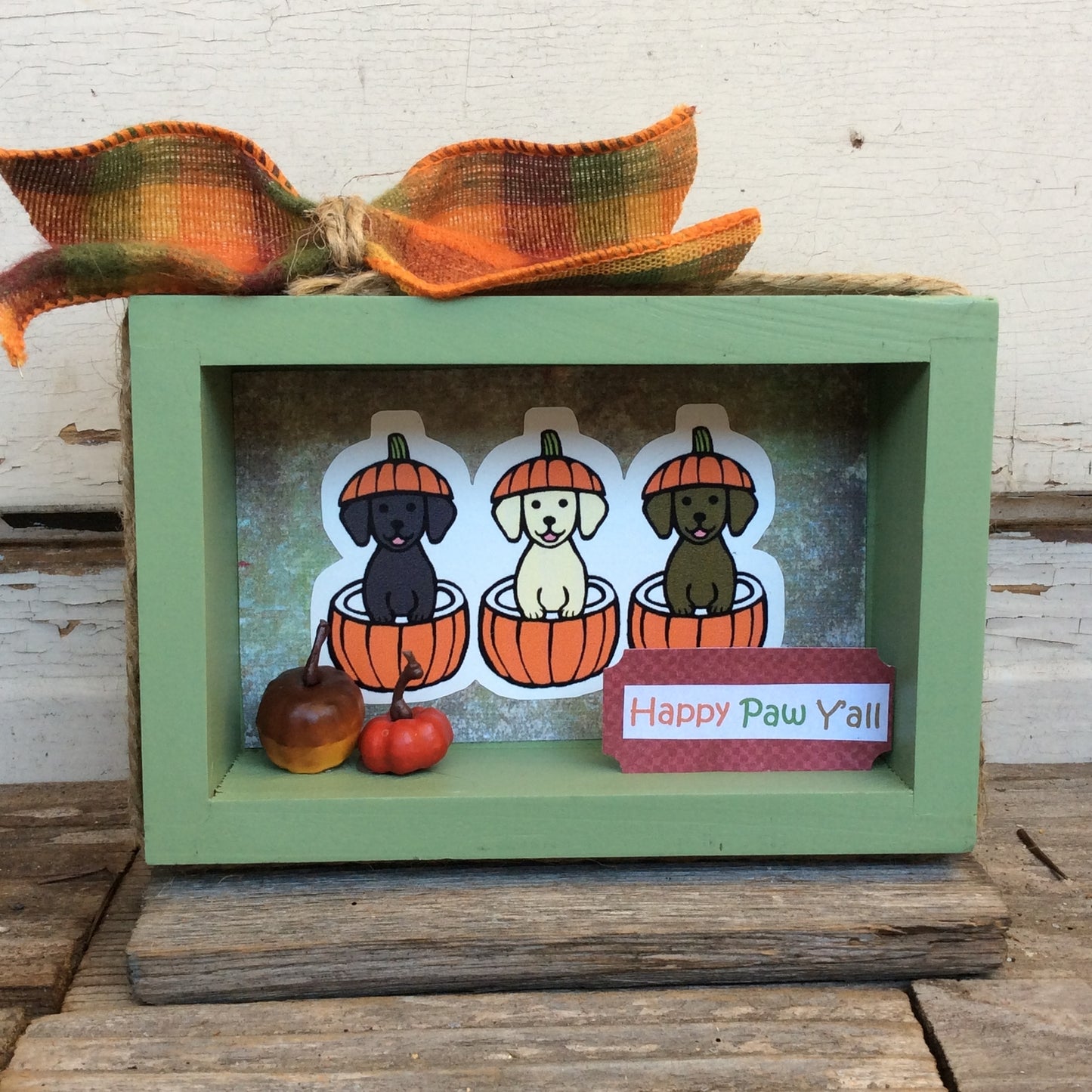 AGD Fall Decor - Happy Paw Y'all Puppy Dog Box Sign