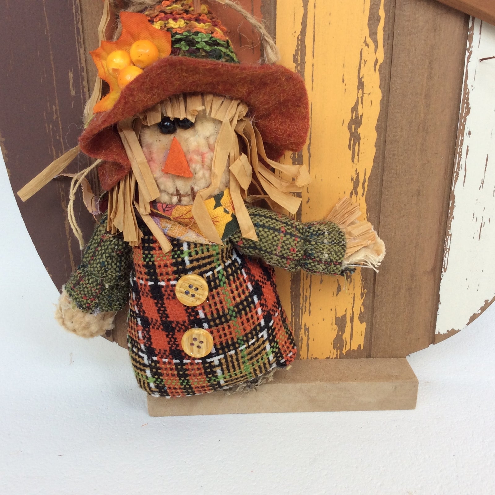 AGD Fall Decor - Scarecrow Had A Brain Tall Slat Pallet Pumpkin
