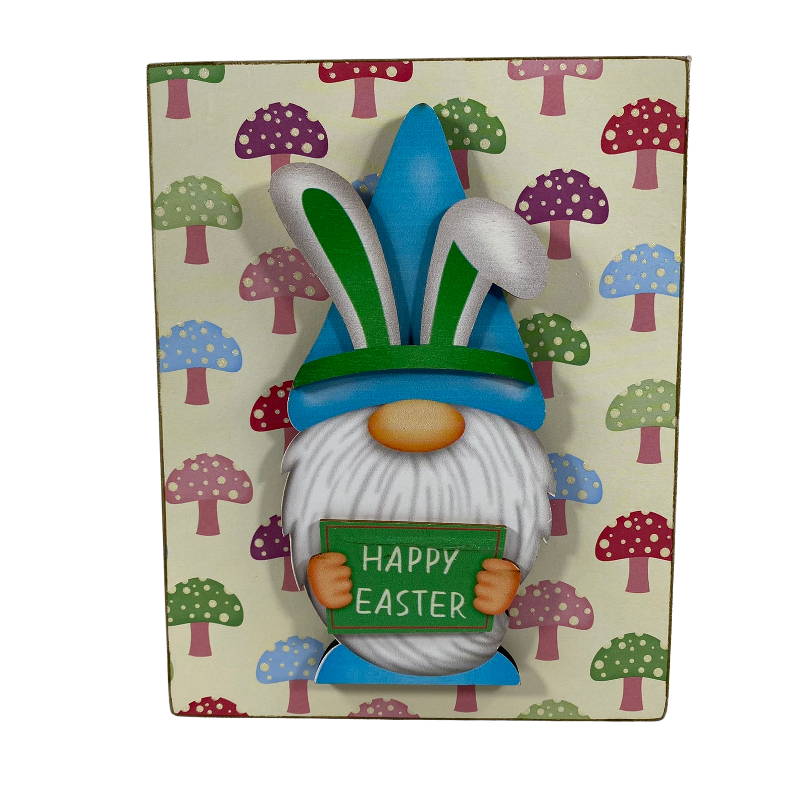 AGD Easter Decor - Bunny Eggs Gnome Happy Easter Reversible Block Sign