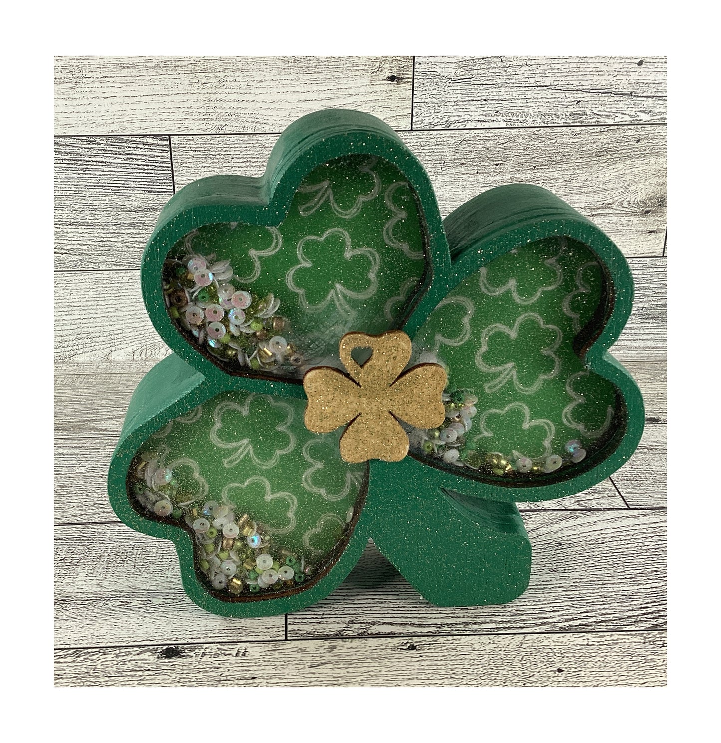 AGD Saint Patrick Decor - Irish Shamrock Chunky Wood Shaker Sitter