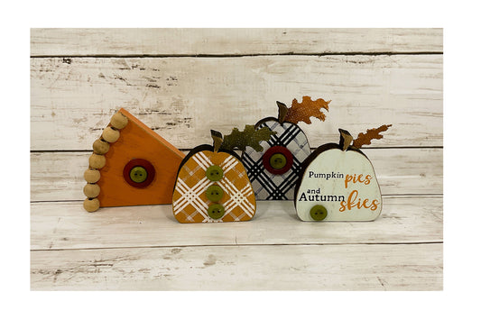 AGD Fall Decor - SMALL Pumpkins and Pumpkin Pie 4pc Set