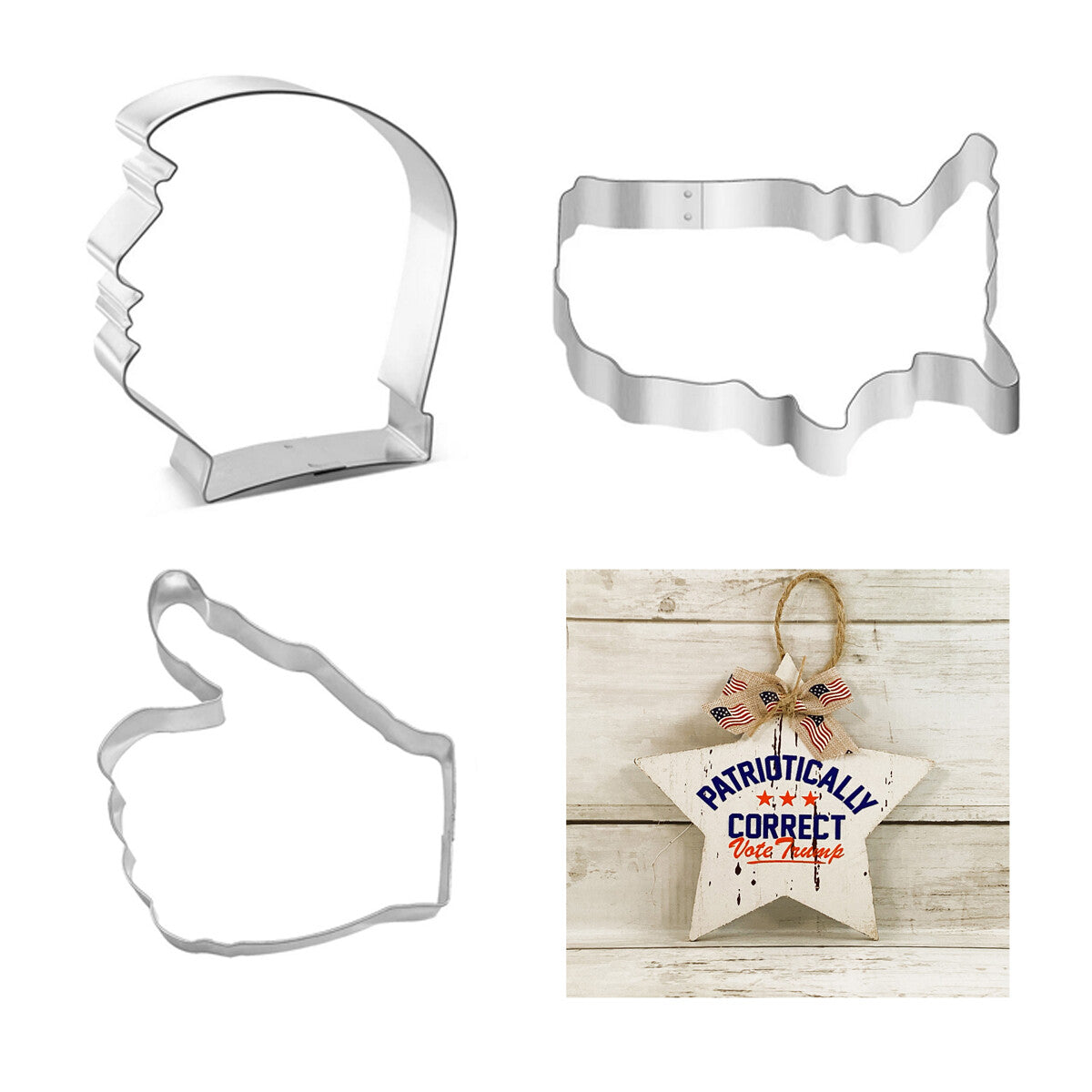 AGD Christmas Decor - Vote Trump Fan Cookie Cutter Set & Ornament