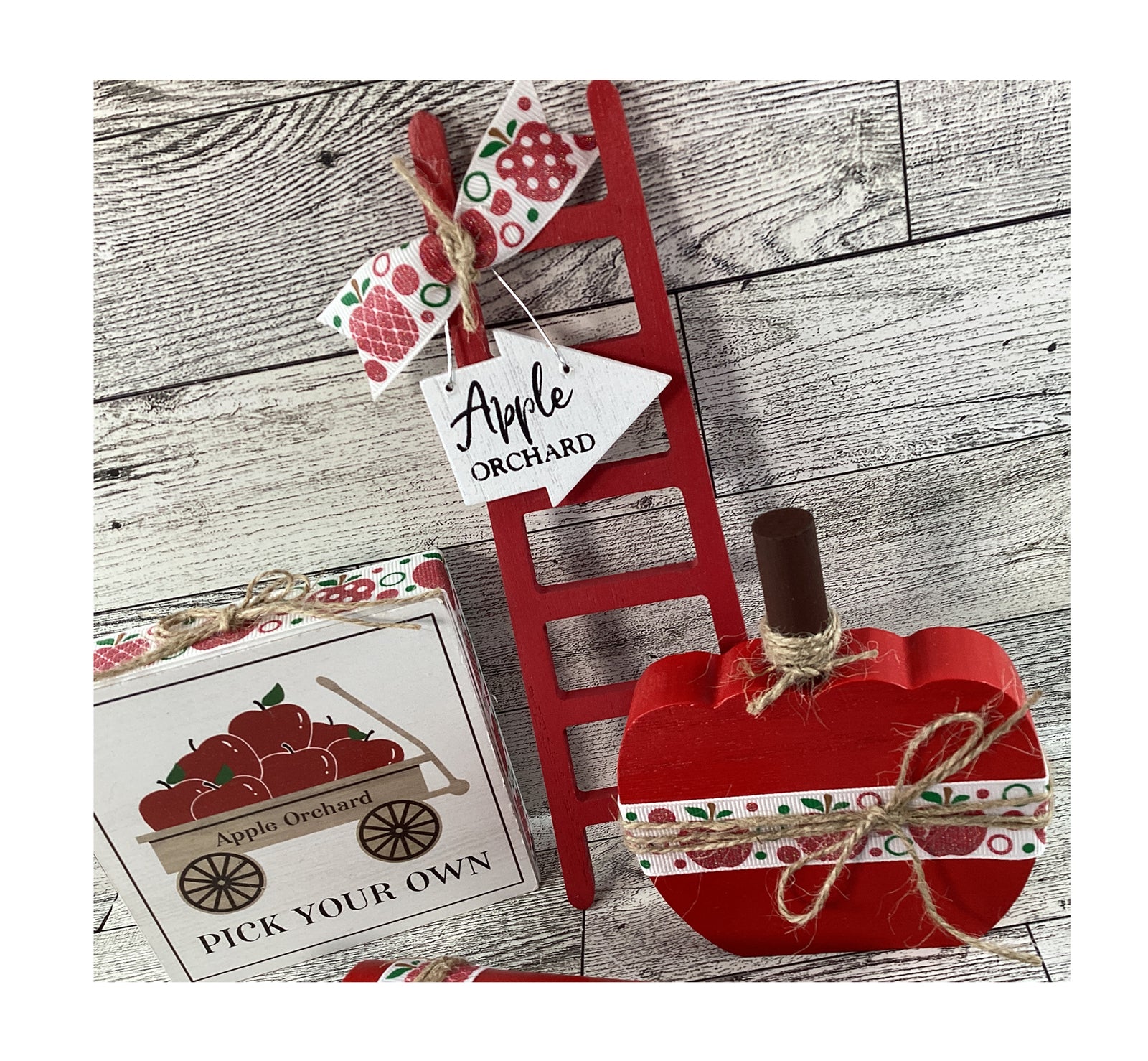 AGD Fall Decor - Chunky Apple Pie Rolling Pin Ladder Tier Tray Set