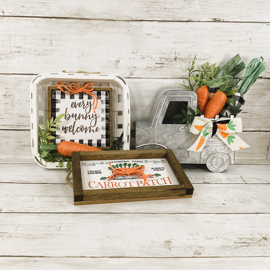 AGD Easter Decor - Bunny Welcome Carrot Patch Vintage Truck 3pc Set