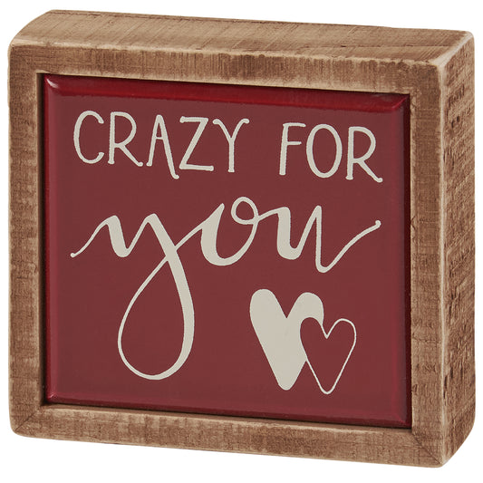 PBK Valentines Decor - Crazy For You Heart Mini Tier Tray Sign