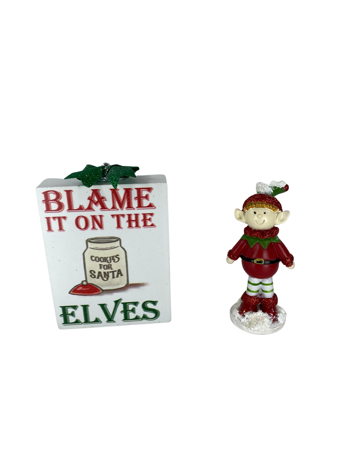 AGD Christmas Decor - Blame the Elf Elves Tier Tray Decor 2pc