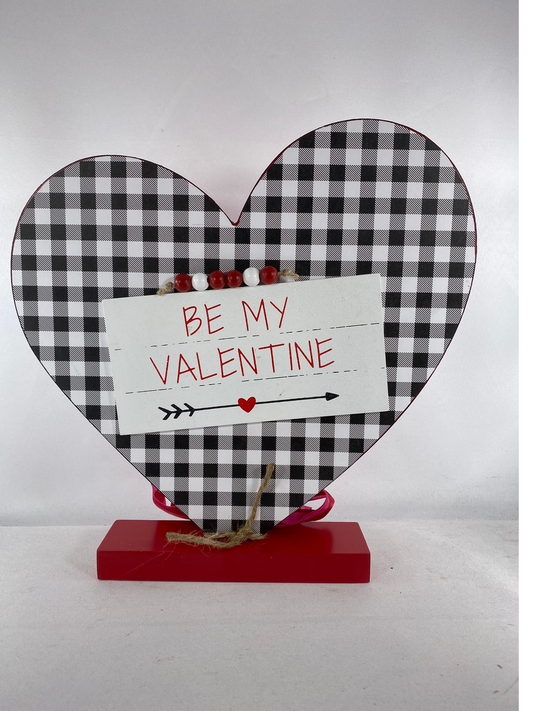 AGD Valentines Decor - Be My Valentine Love Reversible Wood Heart