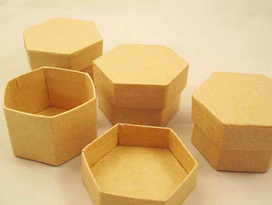 Darice Craft Supply - Paper Mache Small Trinket Box w/Lid HEXAGON (3pk-12pcs)