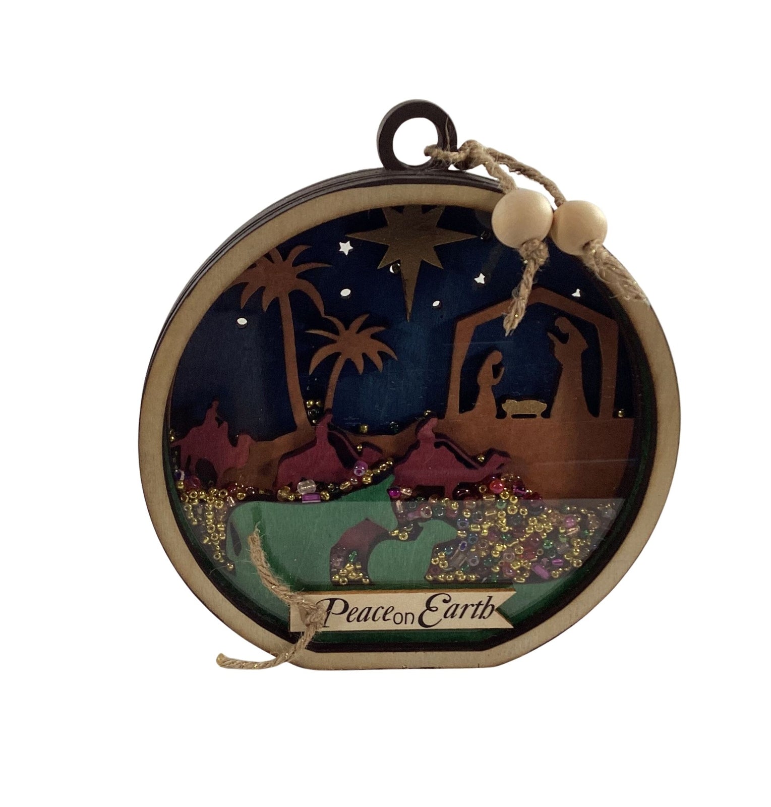 AGD Christmas Decor -  Nativity Layered Scene Chunky Wood Shaker