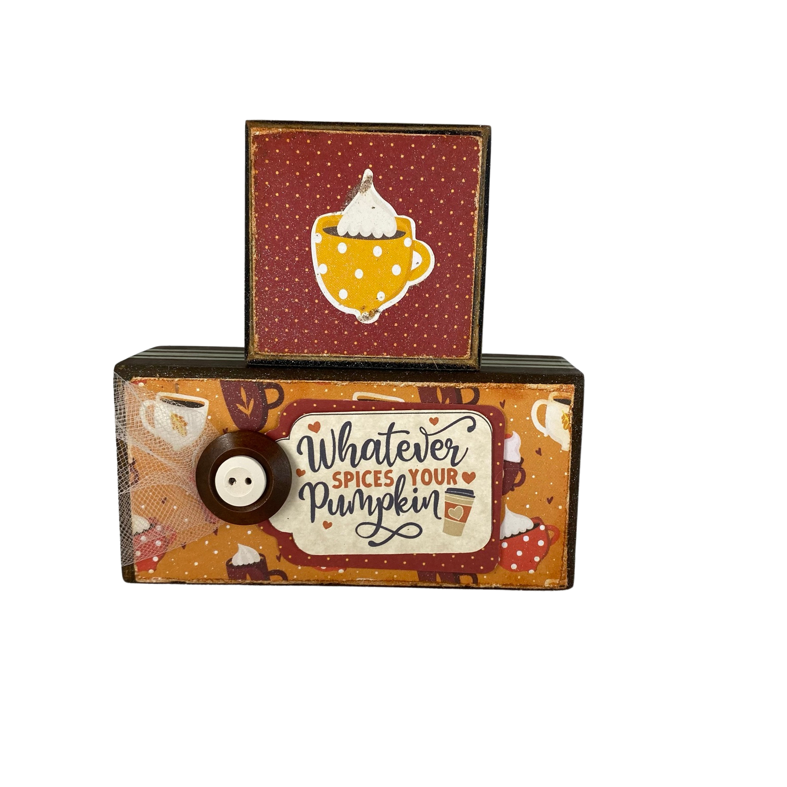 AGD Fall Decor - Blessed Pumpkin Spice Reversible Wood Stacking Blocks 2pc