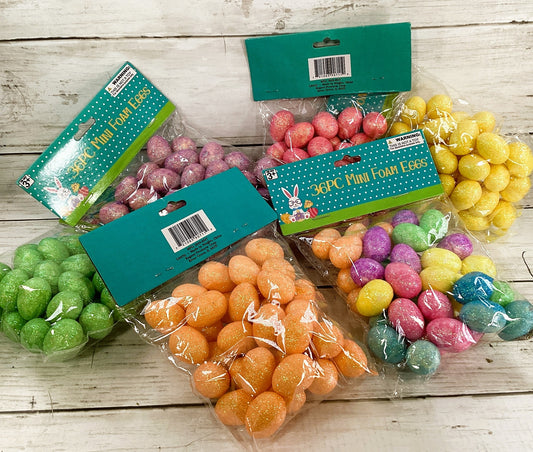 DT Easter Craft Supply - Small Foam Glitter Eggs 36pc
