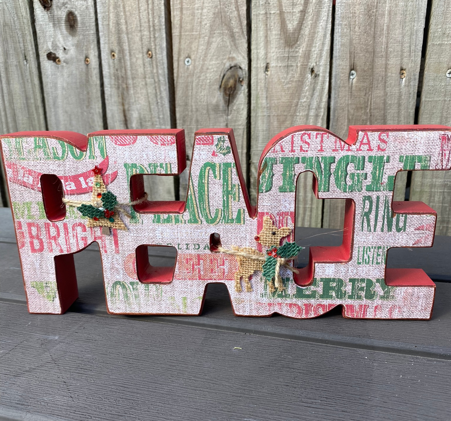 AGD Christmas Decor - Chunky Peace Joy Word Tabletop Signs 2pc Set