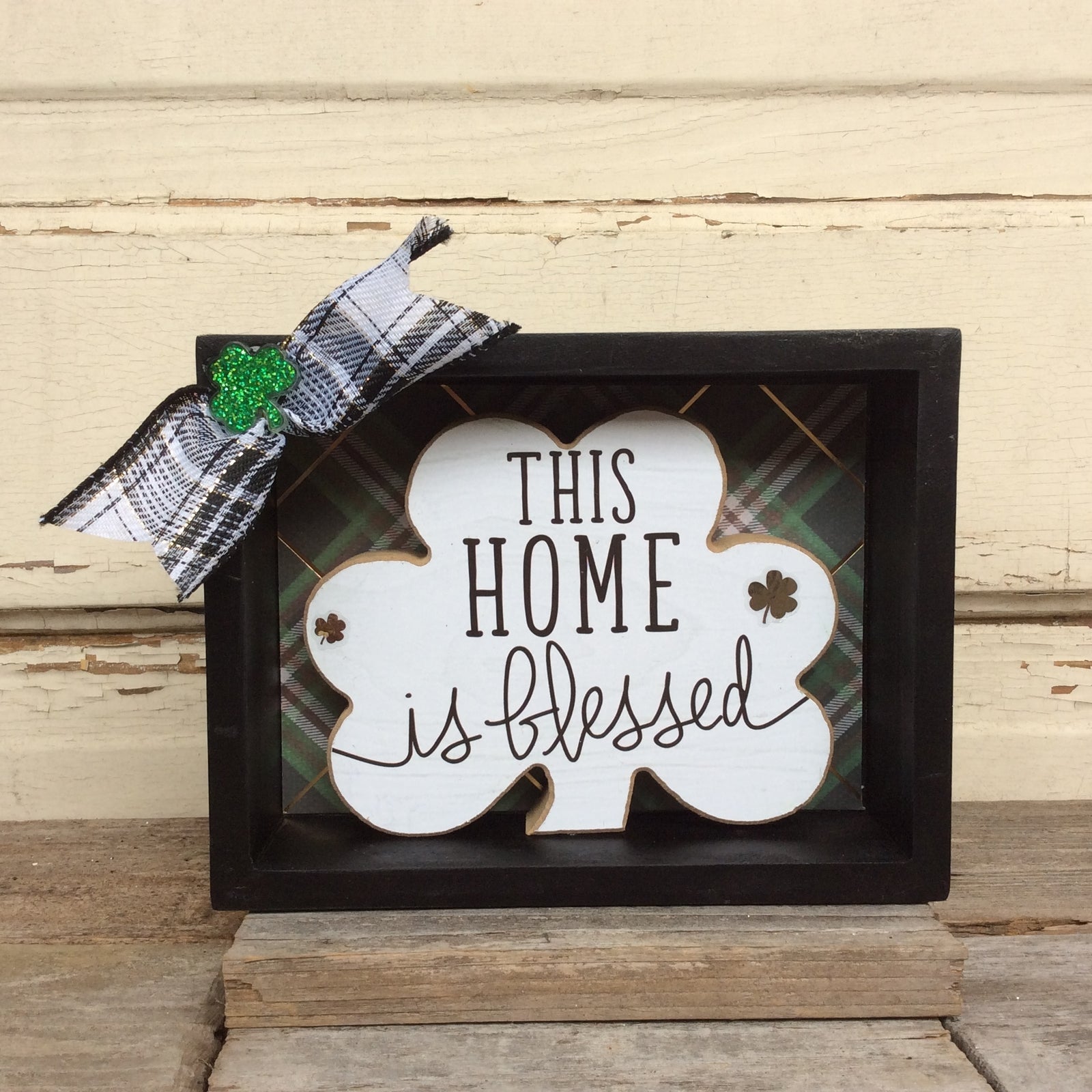 AGD St Patrick's Decor - This Home Is Blessed Chunky Shamrock Sign