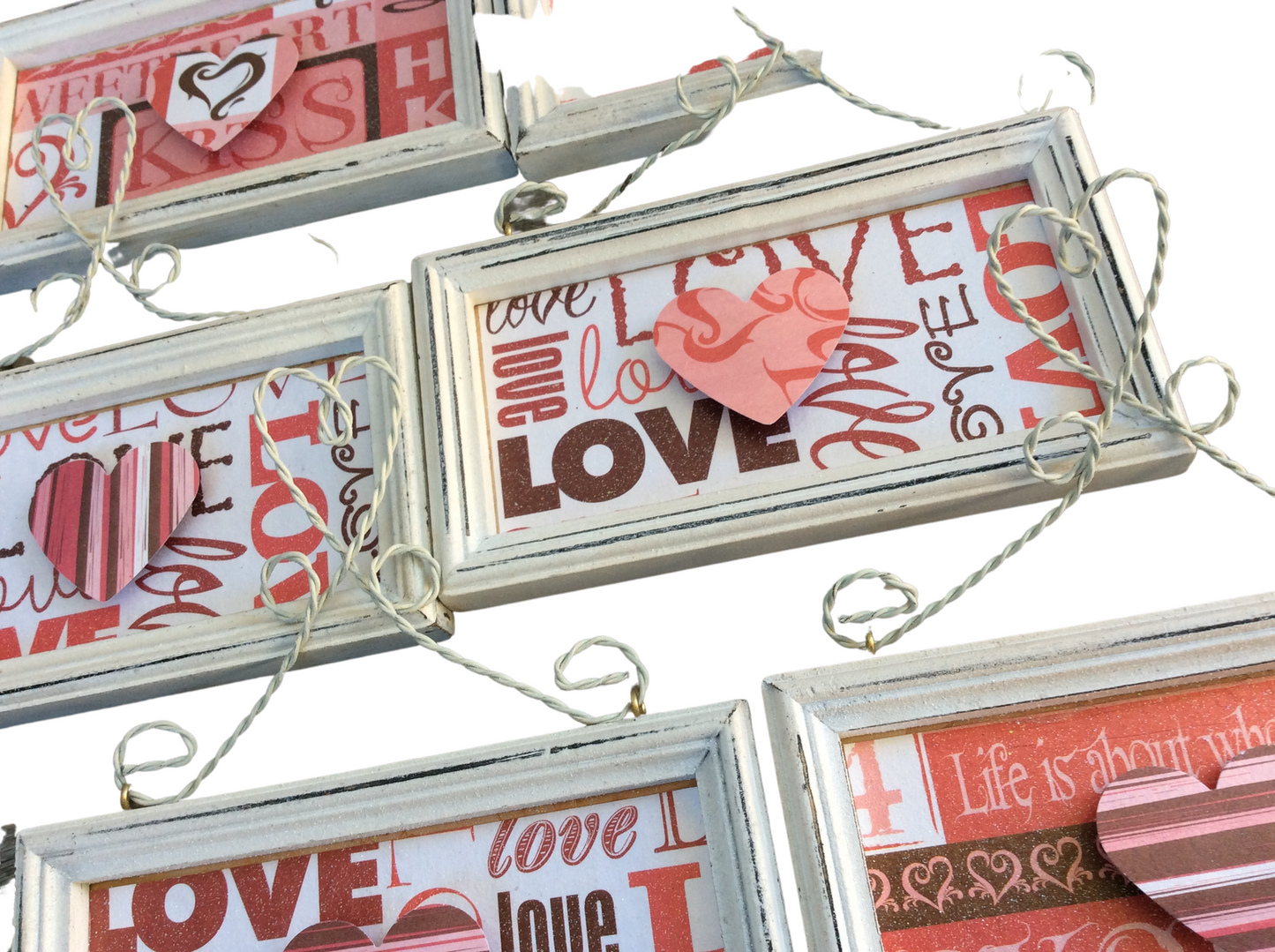 AGD Valentines Decor - Heart Love Theme Ornaments 6pc Set