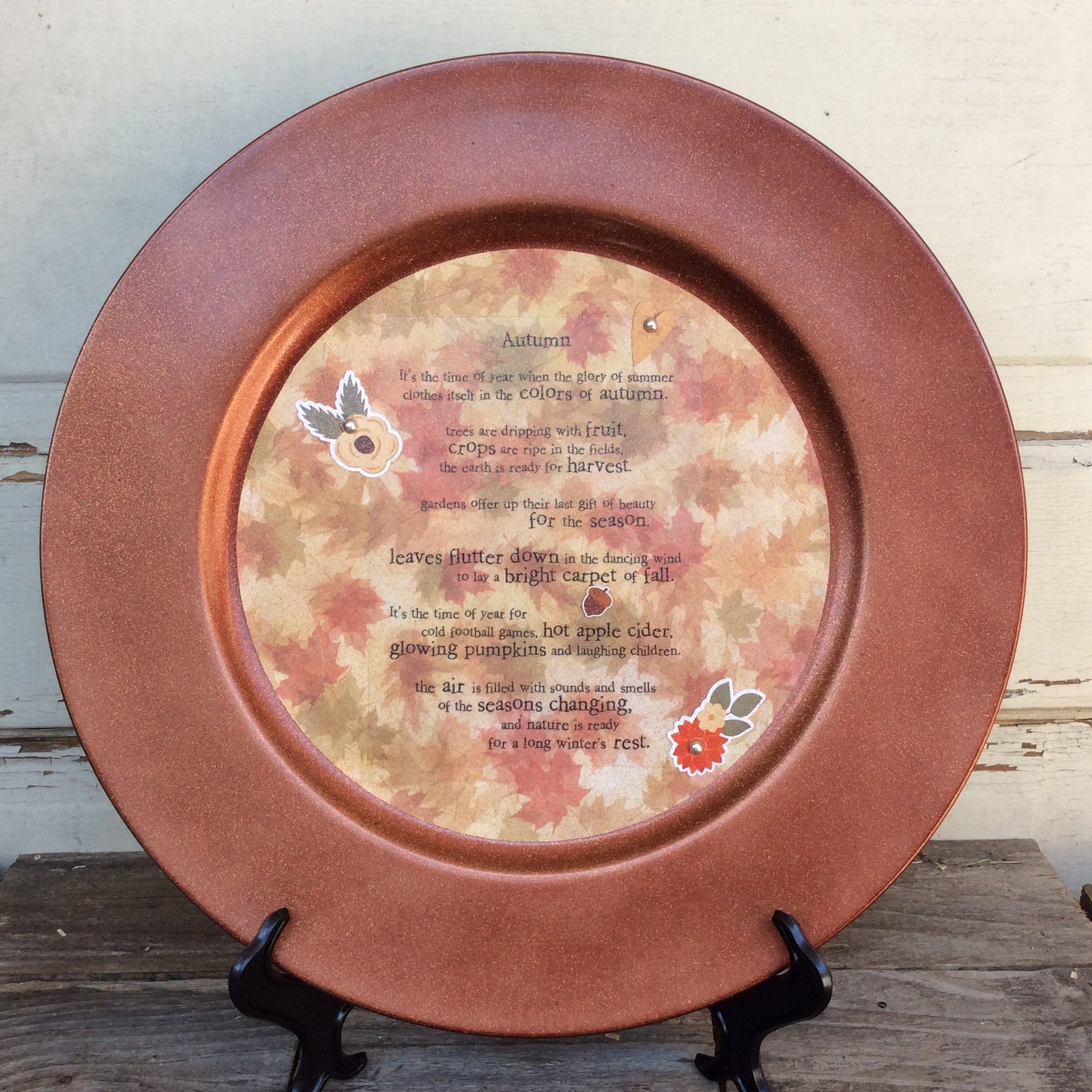 AGD Fall Decor - Autumn Poem Decorative Plate Display