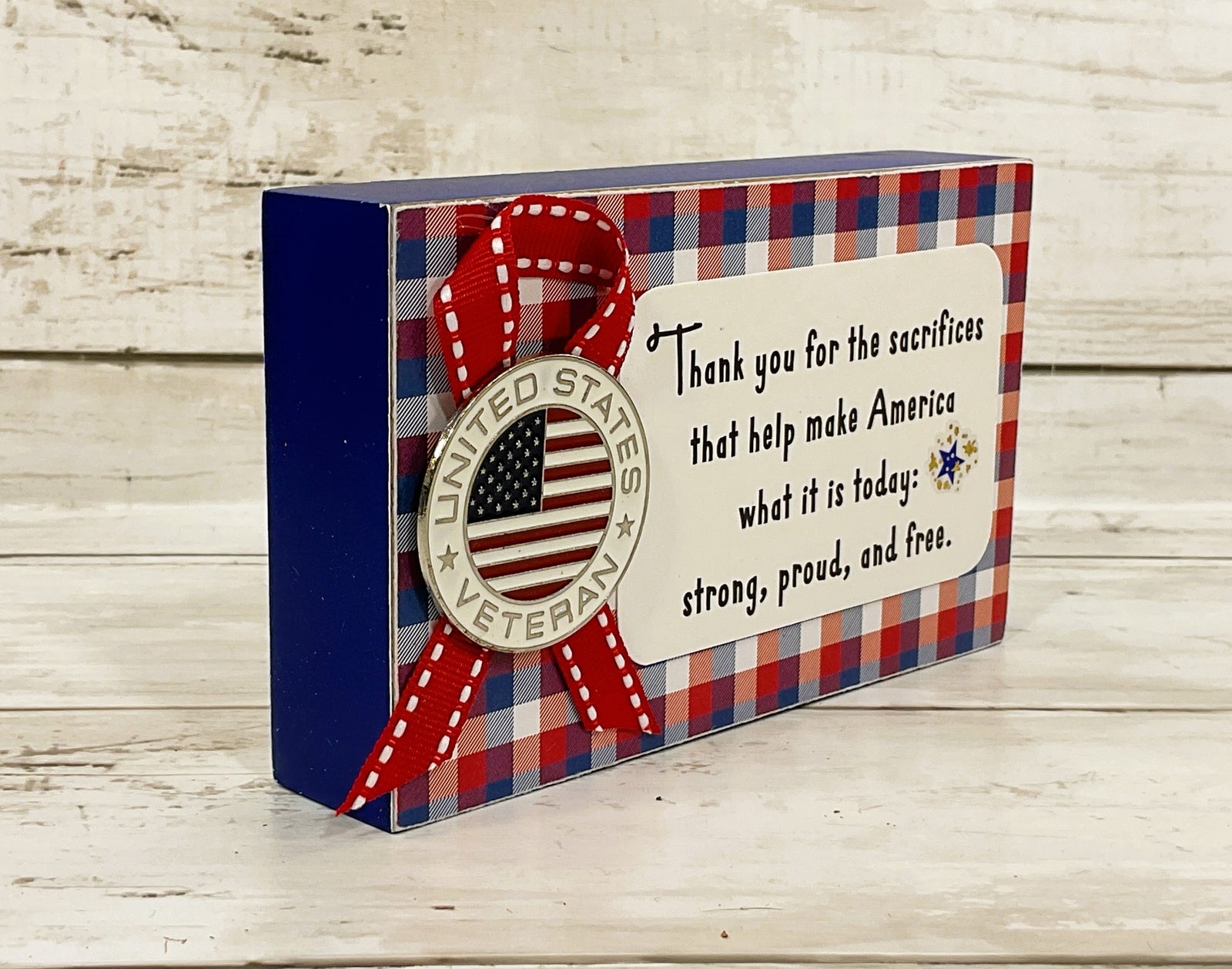 AGD Patriotic Decor - Thank You Veteran Sacrifice Block Sign