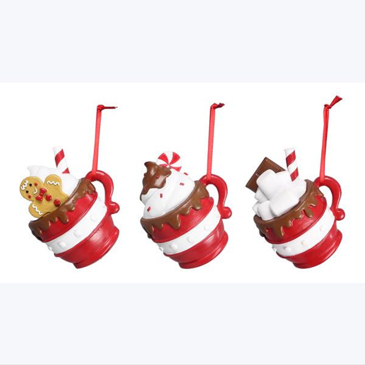 Christmas Decor - Cocoa Cookie Mini Mug Ornaments 3pc