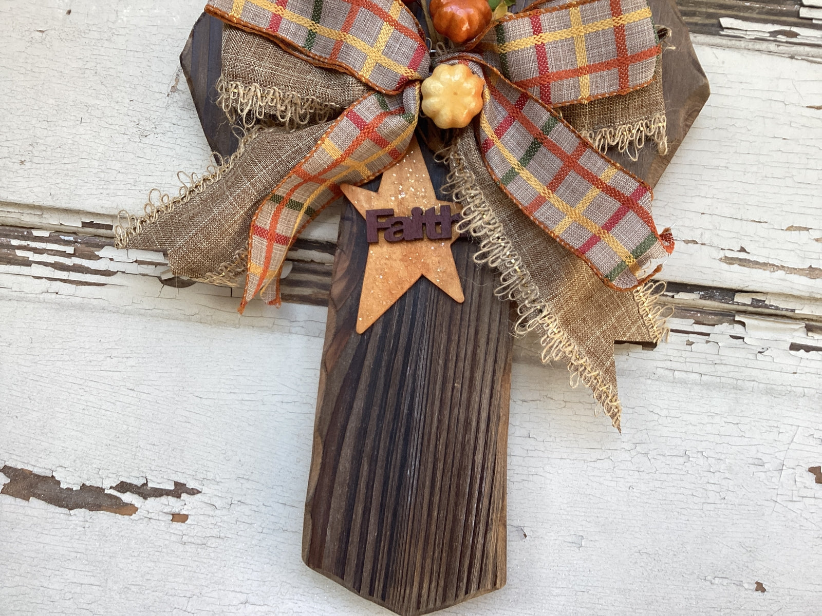 AGD Fall Decor - Harvest Autumn Wood Cross Floral Wall Hanging