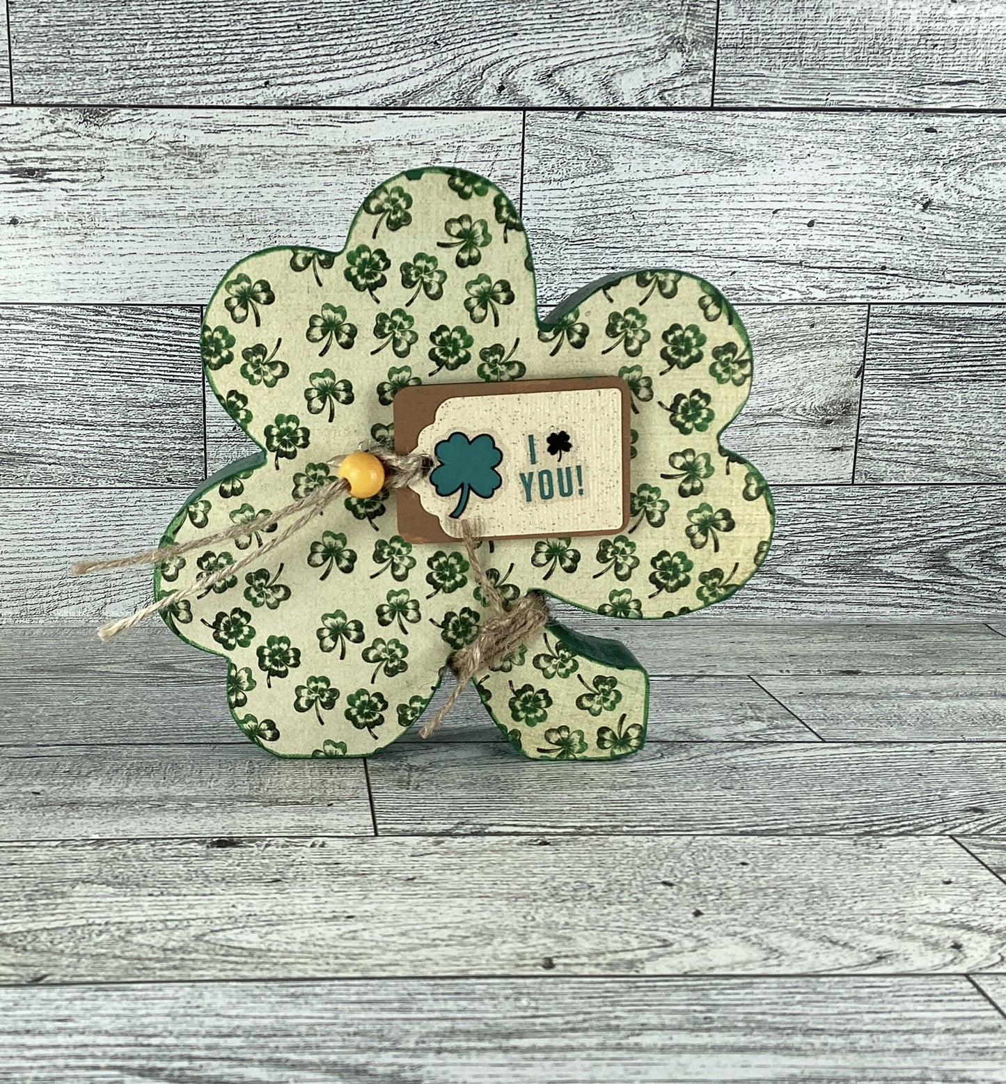 AGD Saint Patrick Decor - Chunky Wood Shamrock Sitter 3pc Set