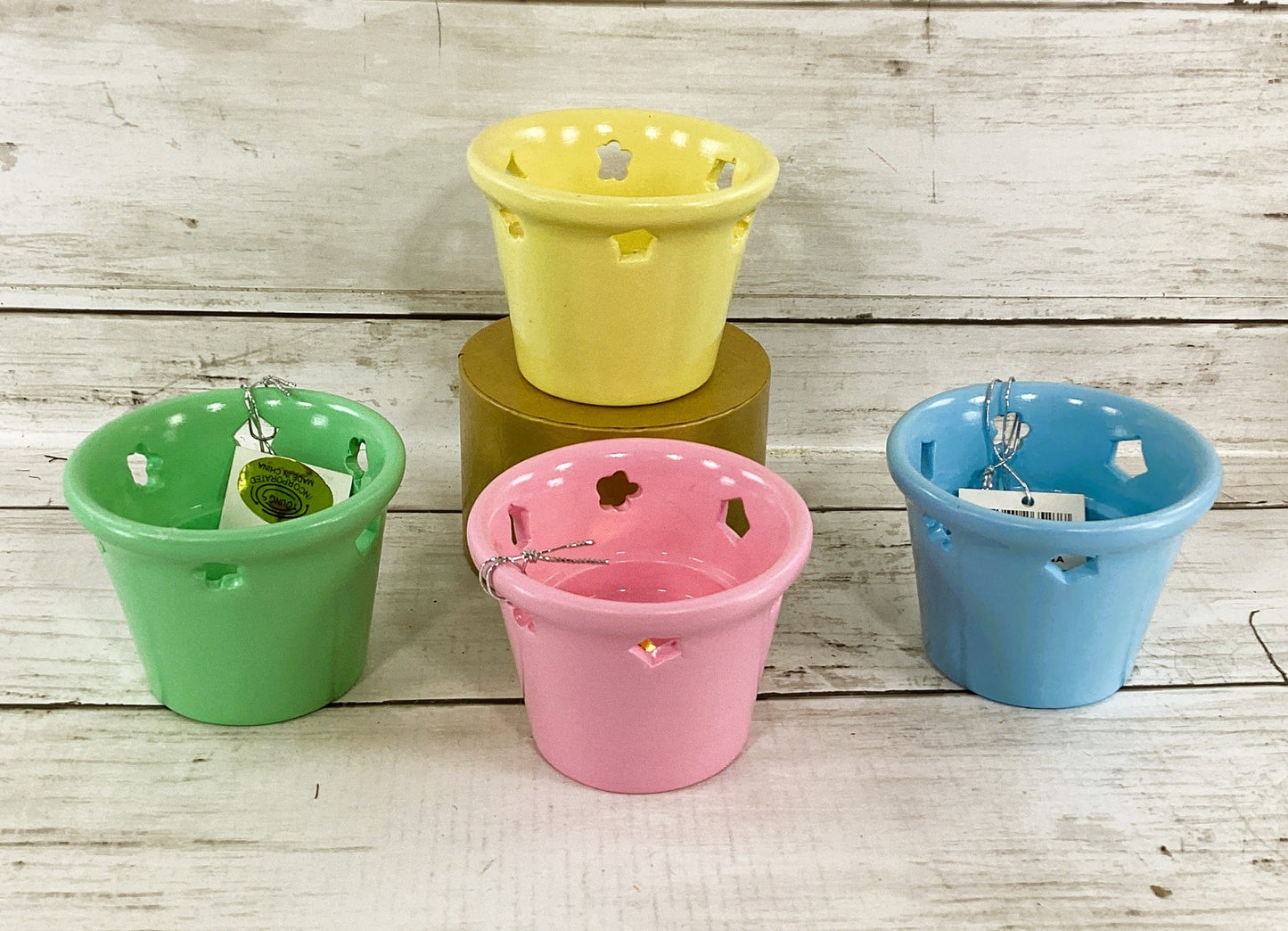 Youngs Spring Decor - Ceramic Pastel Reversible Tealight Votive 4pc