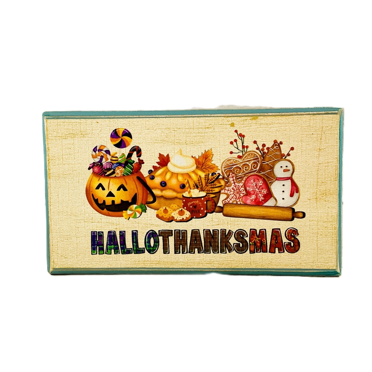 AGD Fall Decor - Multi Seasons Happy Hallothankmas Box Sign