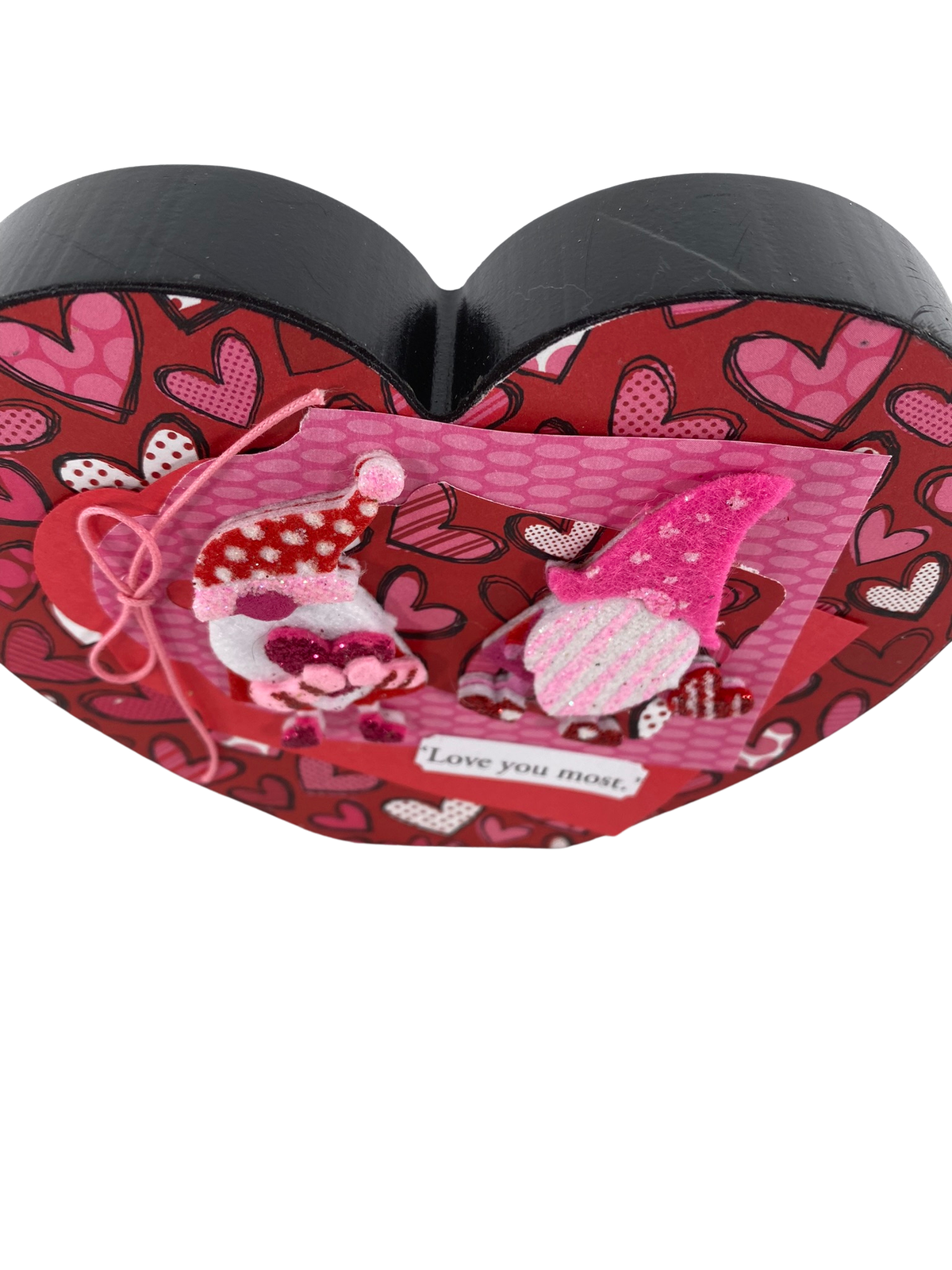 AGD Valentines Decor - Love You Most Gnomes Chunky Heart Sitter