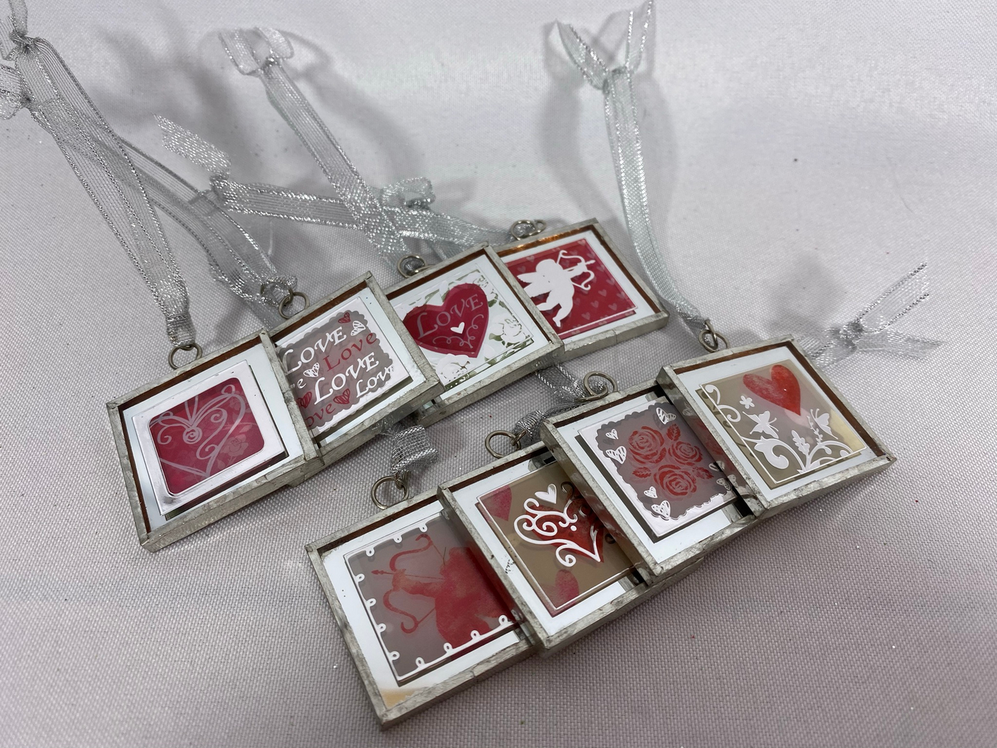 AGD Valentines Decor - Romantic Heart Themed Mirror Ornaments 8pc