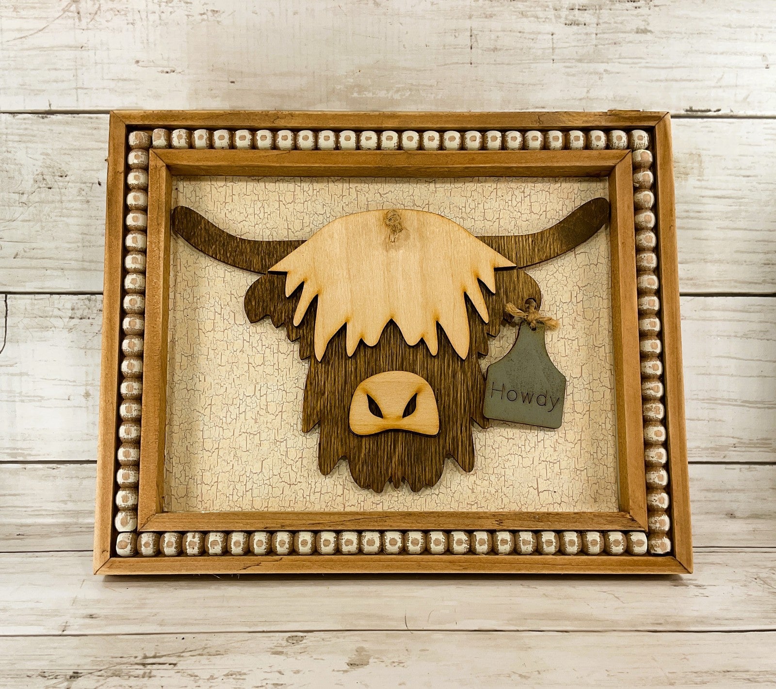 AGD Home Decor - 3-D Howdy Highland Cow Head Easel-back Sign