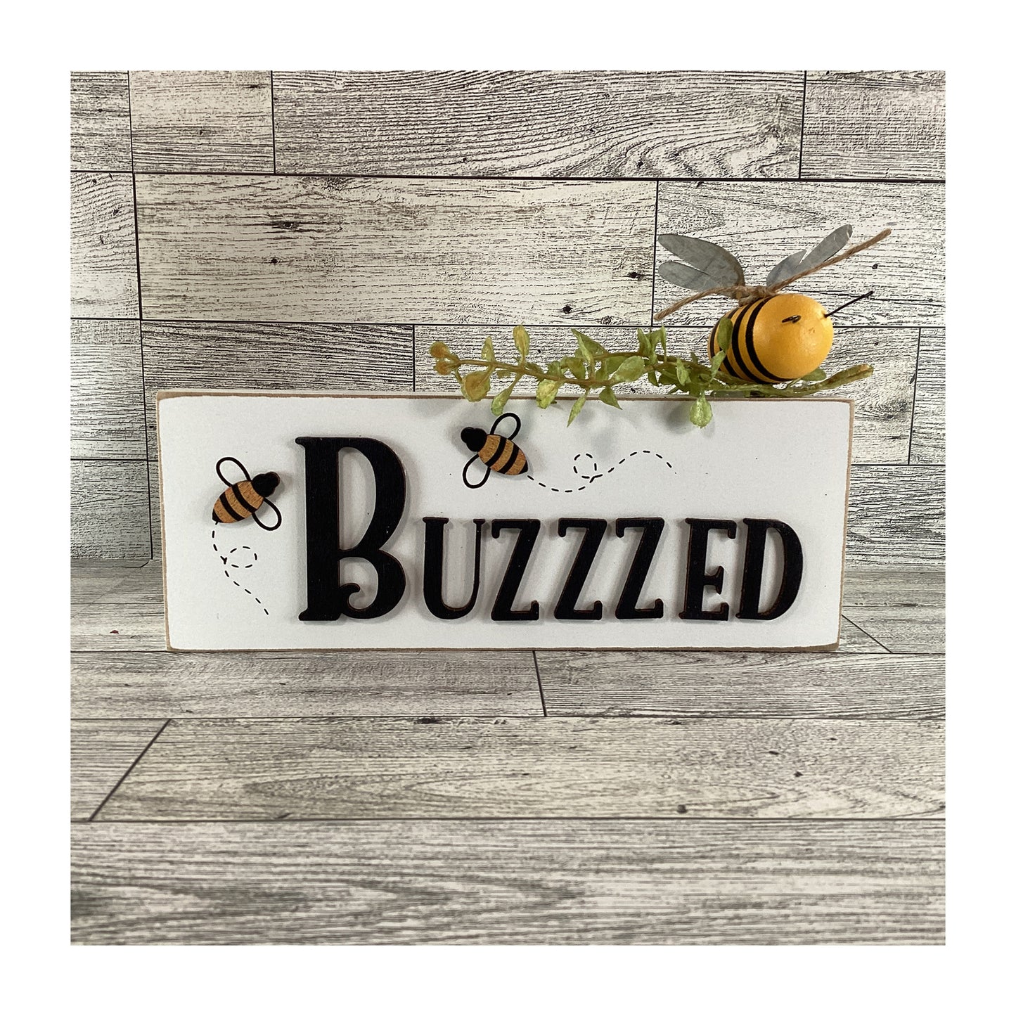 AGD Summer Decor - Bee Theme Buzzed Galvanized Tin Small Display