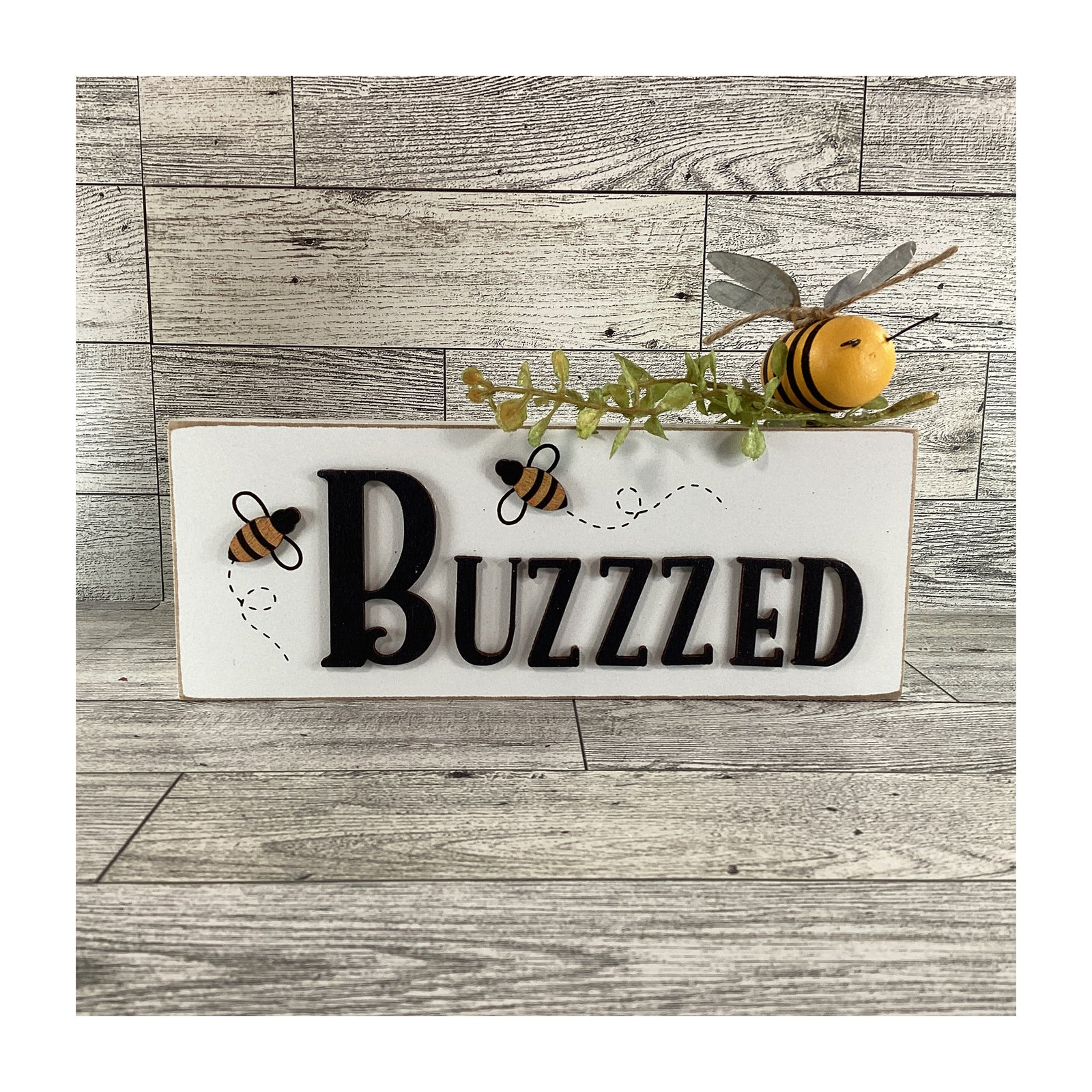 AGD Summer Decor - Bee Theme Buzzed Galvanized Tin Small Display