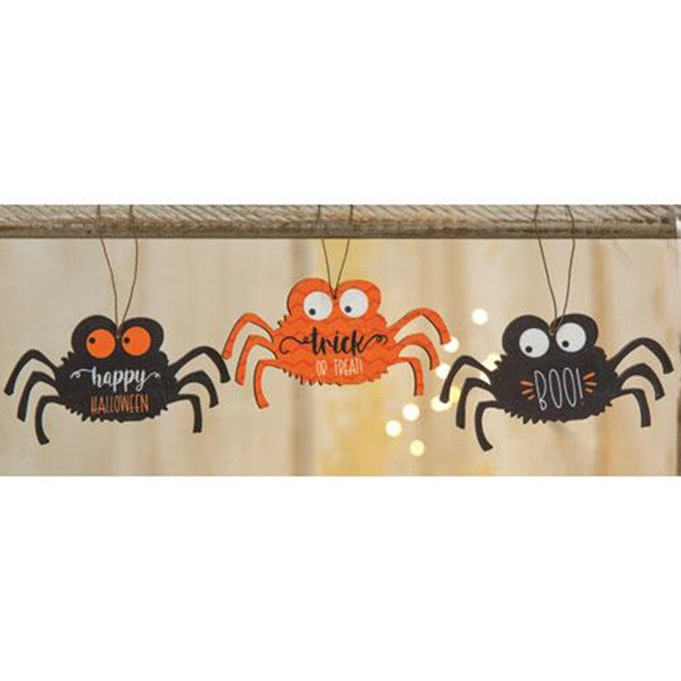CWI Halloween Decor - Spider Trick Treat Boo Ornament 3pc Set