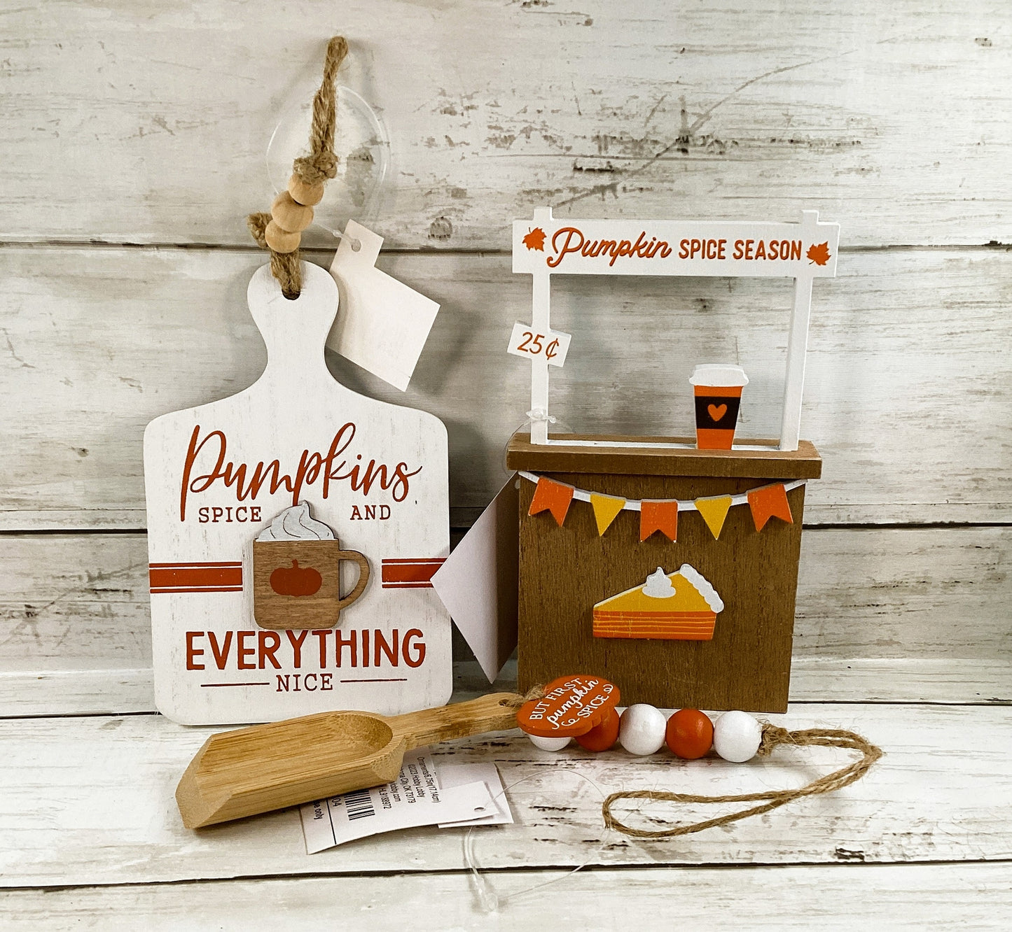 HL Fall Decor - Pumpkins Spice Booth Spoon Cutting Board Tier Tray 3pc Set