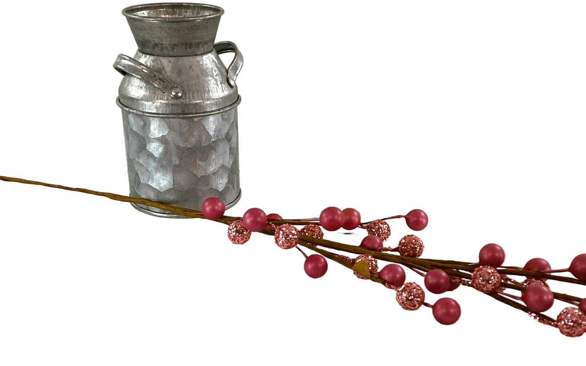 Darice Floral Supply - Rose Pink Berry Glitter Satin Floral Spray Pick 12pc Set