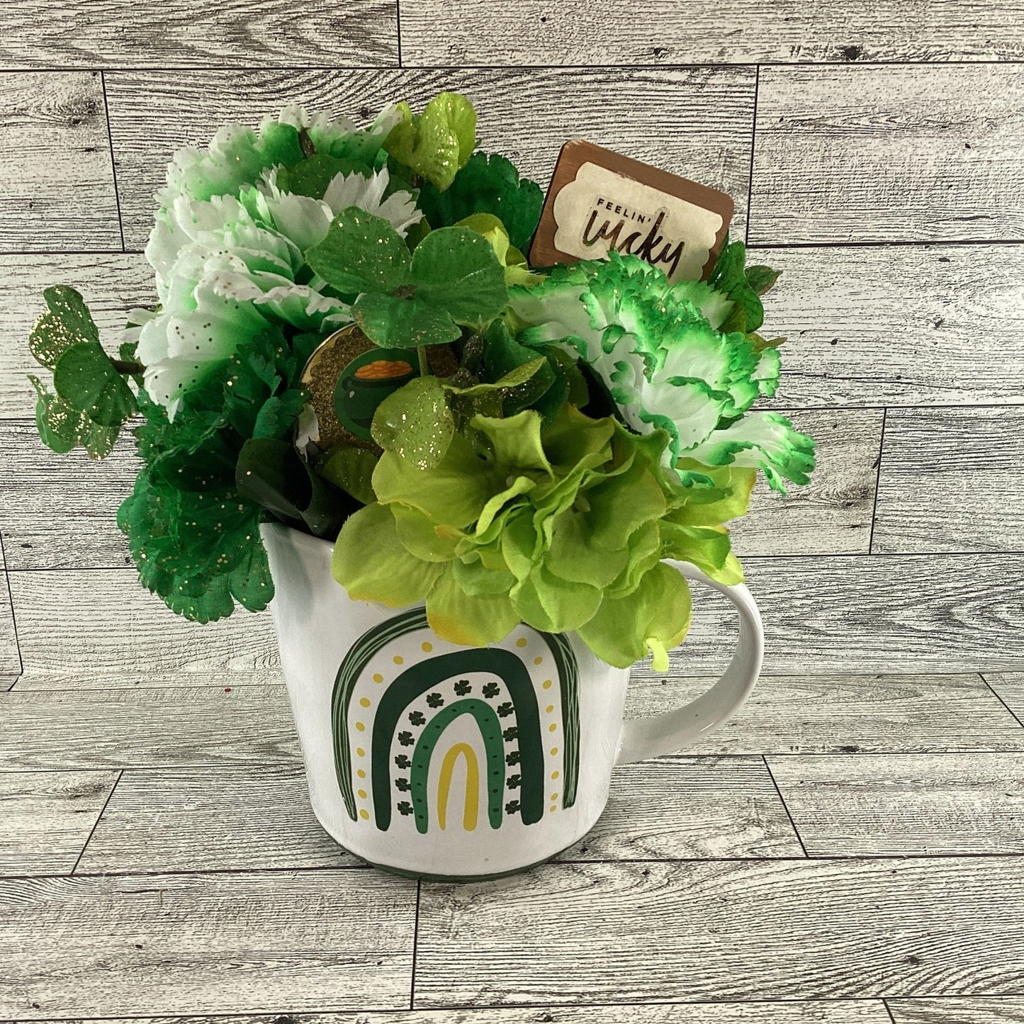 AGD  Saint Patrick's Decor  – Irish Rainbow Coffee Mug Floral Display