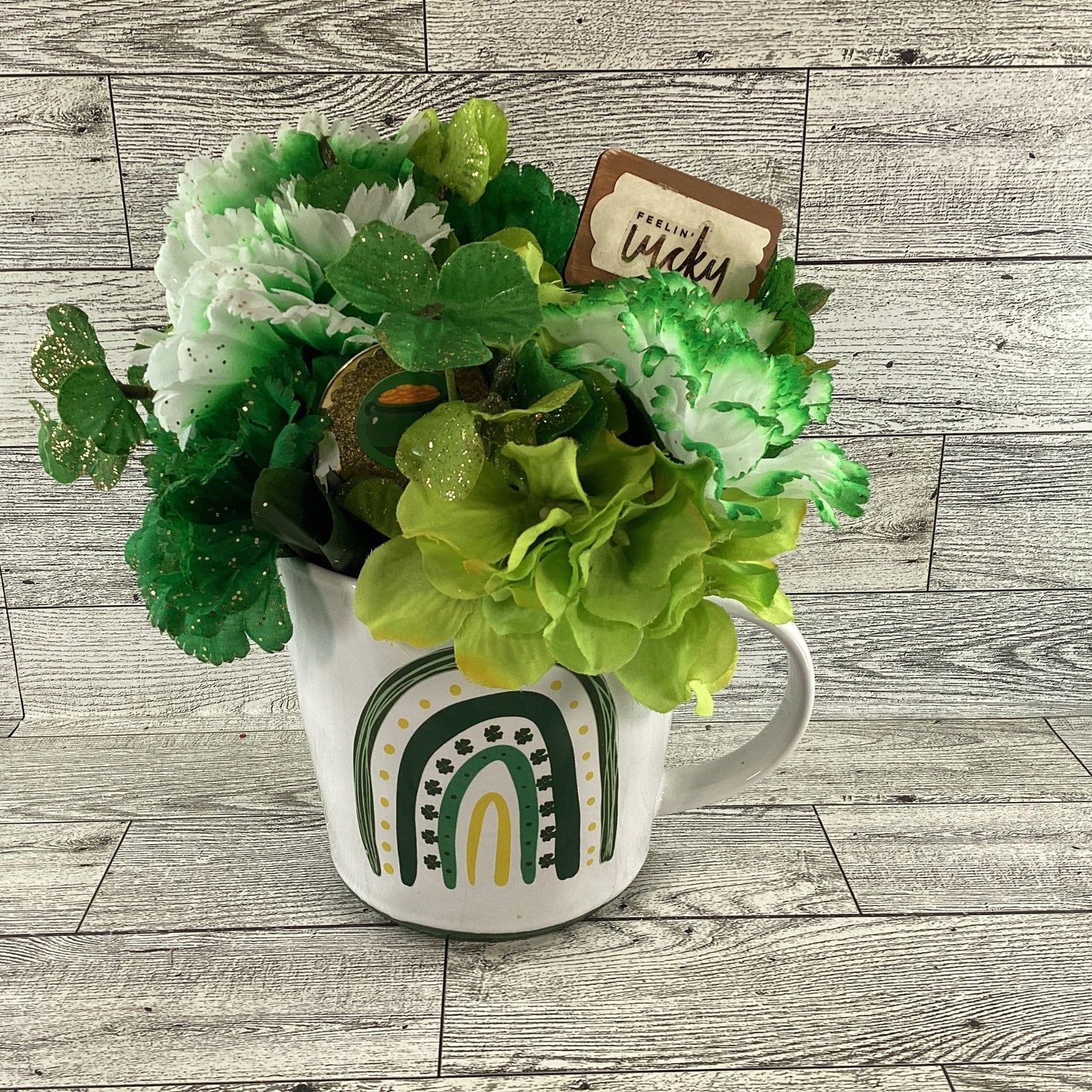 AGD  Saint Patrick's Decor  – Irish Rainbow Coffee Mug Floral Display