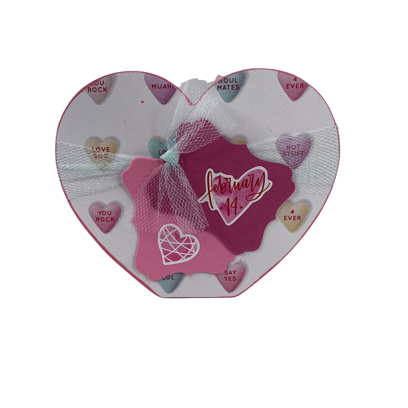 AGD Valentines Decor - February 14th Double-Sided Chunky Heart Sitter