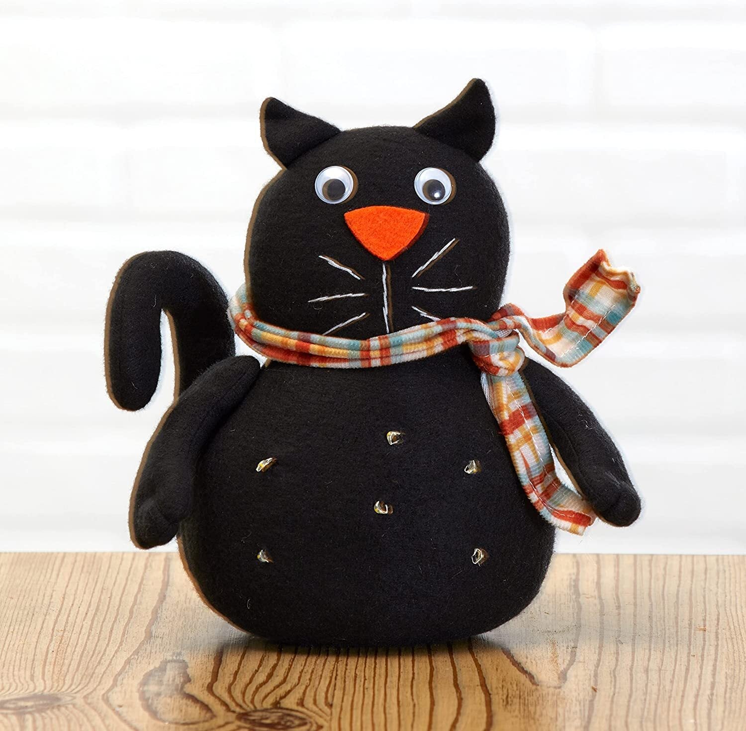 LC Halloween Decor -B/O Lighted Felt Black Cat Plush Sitter LWI-Cat
