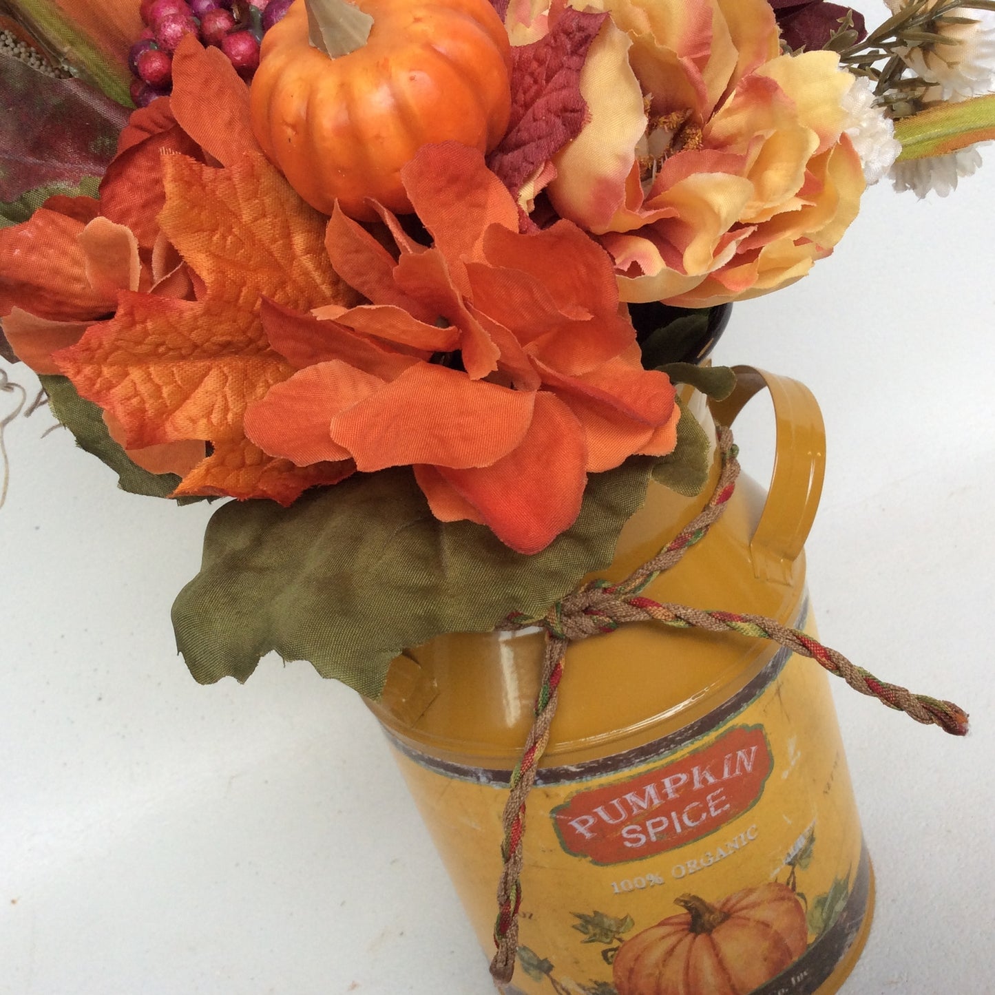 AGD Fall Decor - Pumpkin Spice Milk Can Filled Artificial Floral Display