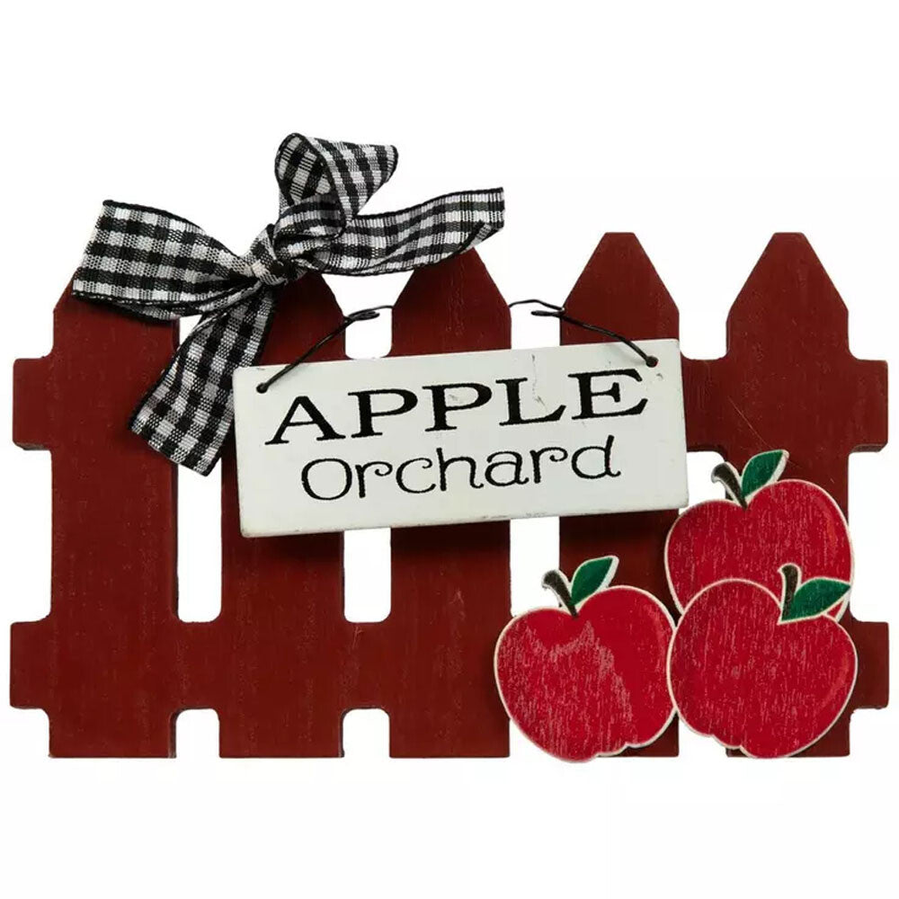 HL Fall Decor - Apple Chunky Wood Fence Tier Tray Decor