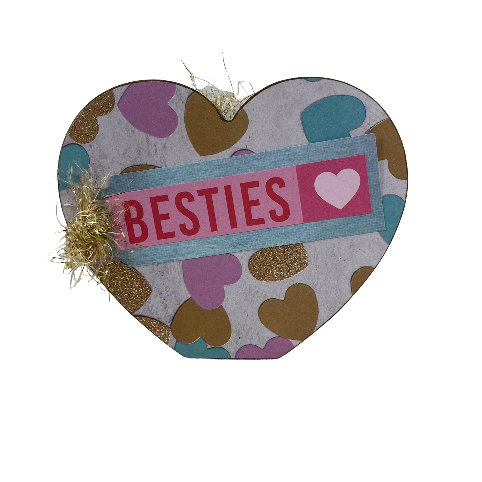 AGD Valentines Decor - Besties Love Double-Sided Chunky Heart Sitter