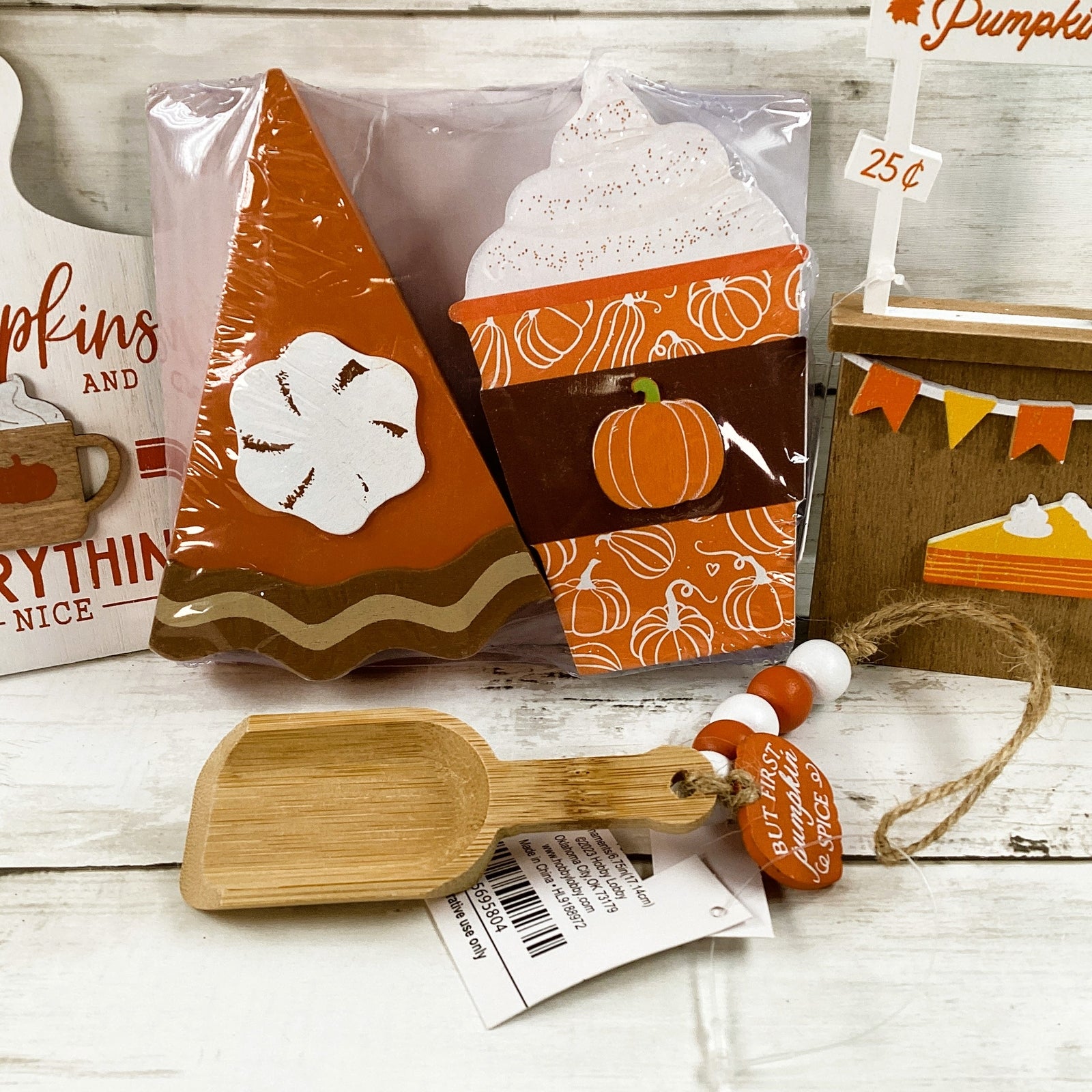 HL Fall Decor - Pumpkins Spice Booth Spoon Pie LatteTier Tray 5pc Set