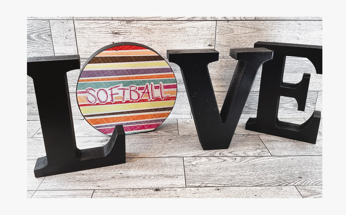 AGD Sports Gift Decor -  Wood Softball Love L O V E Word Tabletop Display